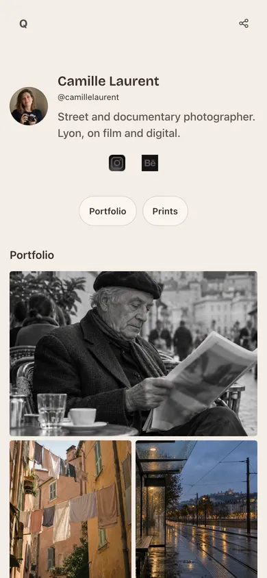 Camille Laurent's photography page in the Gallery look